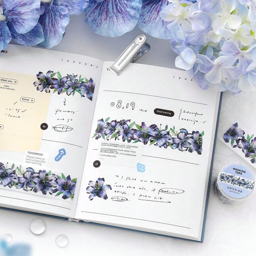 2m/Rolle Dekorative Washi Tape mit Blumenmotiv, kreative ästhetische Aufkleber, DIY Scrapbooking Bastelbedarf, Geschenke, personalisierte Planer Schulbedarf