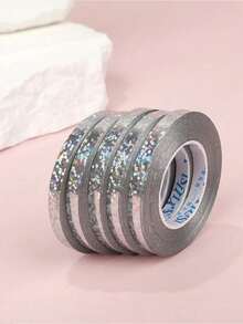 5 قطع - 5 متر شريط بالونات مرصع بالنقاط الفضية، شريط زخرفي للبالونات، ملفوف