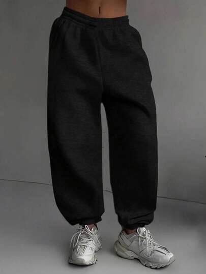 1pc Girls & Teens Casual Fleece Lined Sweatpants With Pockets, Comfortable & Versatile For Indoor, Outdoor, Sports, Autumn/Winter