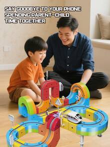 KlickRail Electric Train Set, Block Splicing Tracks, Matching Electric Circulation Train, 32/48 Pieces Block Car Tracks For Kids, 3-5 Year Olds, Construction Toy Train Tracks, Gravity Resistant, 3D Embedded Layout & Motor Vehicle, STEM Learning Gifts, Suitable For Halloween, Christmas, Thanksgiving Gifting