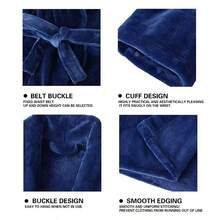 1 pieza Bata de franela con cuello en V, manga larga y cinturón en la cintura, elegante y unisex, suave y absorbente, adecuada para ducha, hotel, piscina, salón, uso personal, regalo