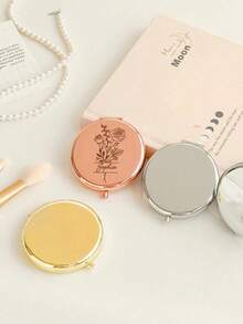 1pc Customizable Personalized Mini Mirror, Bridesmaid Gift, Bridal Wedding Gift, Customized Pocket Mirror, Mother's Day Gift, Back To School Gift, Multifunctional, Decorative, Lettering, Fashion, Modern, Colorful, Cute, Casual, Customized, Personalized, Unique, Ideal Gift For Him, Ideal Gift For Her, Christmas & New Year Gift - Multicolor - View 5
