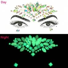 1 Sheet Face Gems Luminous Makeup Temporary Tattoo Stickers Acrylic Crystal Glitter Stickers Face Jewels Rainbow Tears Rhinestone For Party, Rave Festival, Music Festival, Dress-Up (5 Styles) - Multicolor - View 9
