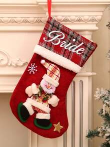 1 Peça Conjunto de Embalagem de Presente Personalizado de Halloween e Natal, Meia de Natal com Figurinha 3D Fofa, Decoração de Natal, Sacola de Presente, Sacola de Presente Meia de Doces, Conjunto de Decoração Bordada Personalizada - Decoração Personalizada com Nome/Texto - Pingente de Papai Noel, Sacola de Meia, Decoração de Árvore de Natal, Decoração de Festa de Sacola de Doces, Decoração de Casa para Feriados, Artesanato de Pingente de Feriado