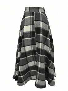 Falda casual de mujer con bolsillo a cuadros - Multicolor - Ver 3