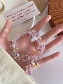 1 pieza Pulsera elegante con corazón de cristal al estilo coreano - Multicolor - Ver 4