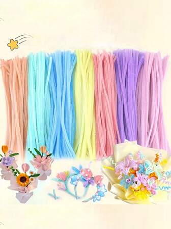 400/100pcs Value Pack DIY Pipe Cleaners, Macaron Colors, Random Mixed Colors Bulk Includes Dense Chenille Stems, Fluffy Sticks, Craft Pipe Cleaners, Pipe Cleaners Crafts Arts And Crafts Decorative Chenille Stems Supplies, Christmas Gifts Random Color Chenille Stems, DIY Craft Pipe Cleaners For Bouquets, Headbands, Bracelets, Bright Colors And Thickened, Suitable For Valentine's Day, Birthday, Party Favors