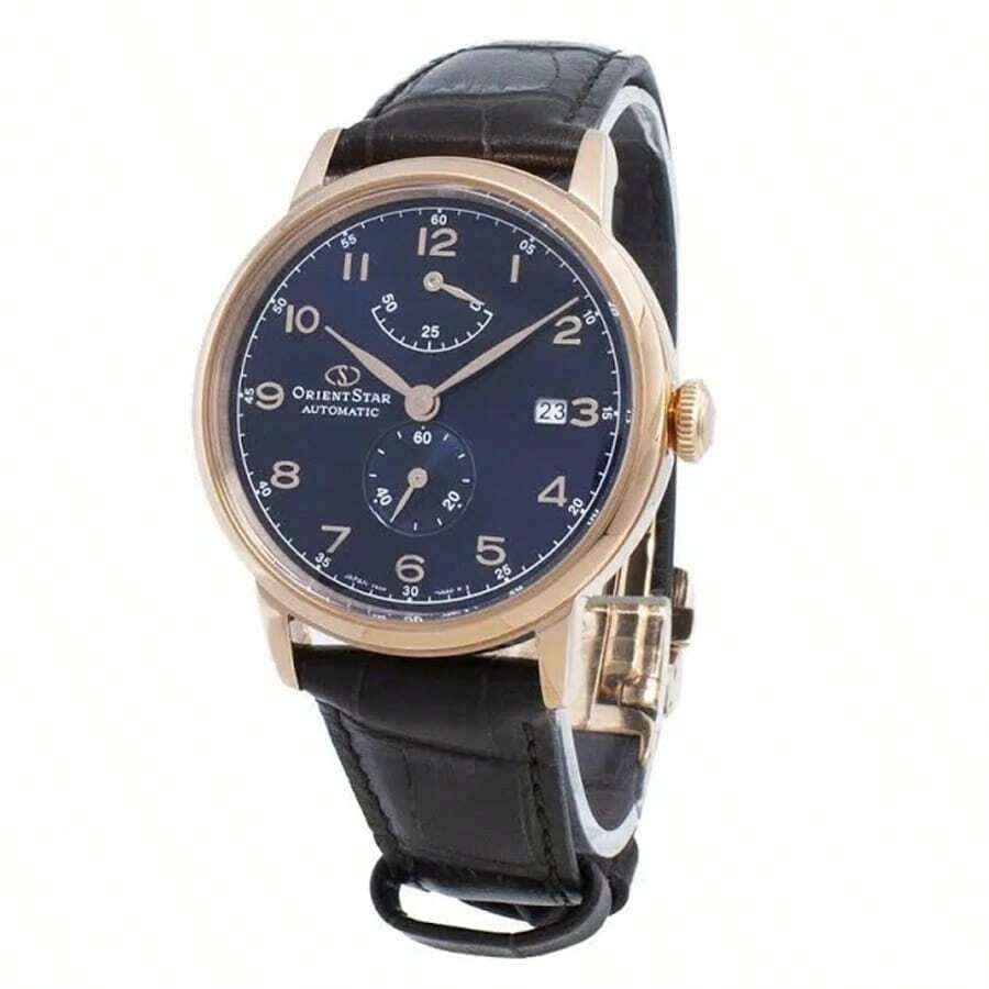 ORIENT Star 自动机械经典手表，皮革表带，蓝色表盘男士手表，货号 RE-AW0005L00B - 藍色 - 查看 1