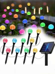 20pcs Solar Powered Pathway Lights - Multicolor Solar LED Bubble Lights, 8 Lighting Modes, Auto On/Off, IPX4 Waterproof, Space Theme, Outdoor Lawn Garden Lights, Button Controlled Solar Landscape Lighting, IPX4 Outdoor Illumination, 8 Bright Lighting Modes, Suitable For Yard, Lawn, Summer, Camping, Party, Wedding, Trail, Backyard And Lawn, Independence Day, Birthday, Christmas Lawn Decor Path Lights!