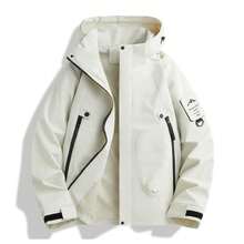 Men's Windbreaker, Blouson, Water-Repellent Mountain Parka, Jumper, Men's And Women's Outerwear, Windproof And Pollen-Resistant Jacket, Mountain Wear, Golf Wear, Spring Wear, Autumn Wear, Plus Sizes, Solid Colors, Fishing Wear, Hiking Wear - 白色 - 查看 1