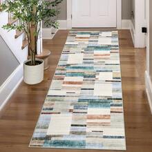 Modern Home Decor Patchwork Living Room Area Rug Stain Resistant Non Slip Hallway Runner Rug Printed Thin Low Pile Mat Throw Rug Washable Bordered Carpet Easy To Clean Soft Non Shedding Floorcover For Dinning Room Kitchen Laundry Bathroom Bedroom - Chromatic - View 2