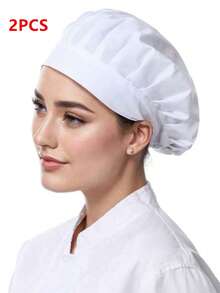 2/1pc Adjustable Elastic Chef Hat, Unisex Cooking Cap, Oil-Proof Work Hat, Dust-Proof Hair Cover, Suitable For Restaurant, Factory, Kitchen, Cooking, Hair Protection, Workshop, Food Service, Mother's Day Gift - Multicolor - View 4