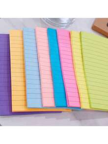 8 Stücke gepolsterte Haftnotizen 4x6 Zoll, 8 leuchtende Farben selbstklebende rechteckige Notizblöcke, geeignet für Büro, Zuhause, Schulbesprechungen, 40 Blatt/Block, Schulmaterial, Schulanfang