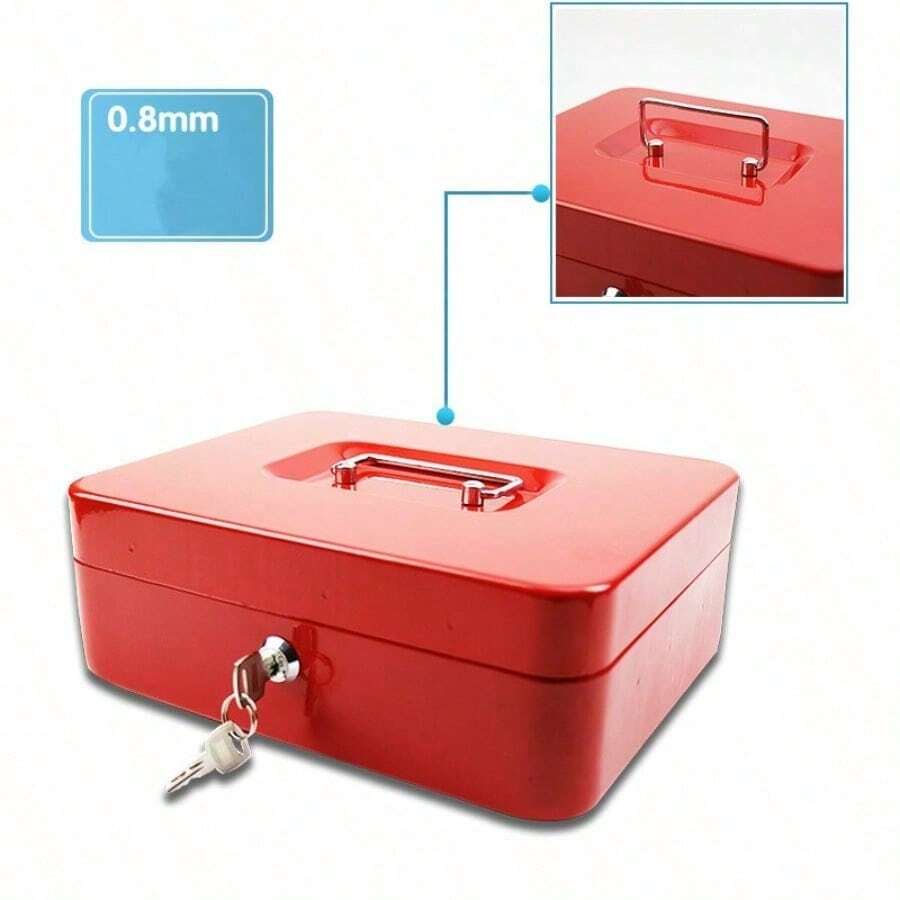 Portable Lockable Cash Box Deposit Slot Petty Cash Small Money Box Safe With 2 Keys - Default - View 1