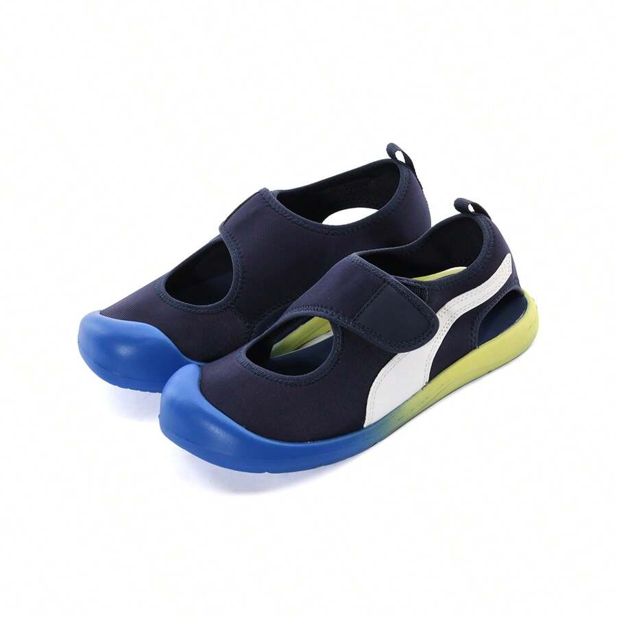 Puma Kids Lightweight Casual Sports Sandals With Hook And Loop Closure - Navy Blue-puma White-victoria Blue-lotus Green - View 1