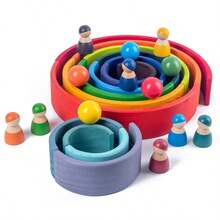 Children's Rainbow Stacking Building Blocks Toys, Creative Construction Blocks, Brain Development Toys, Open-Ended Playset, Children's Gift