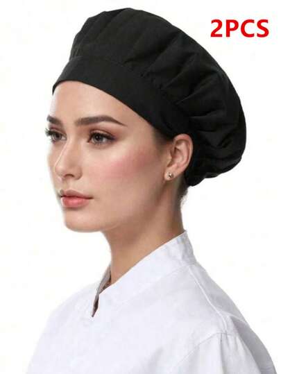 2/1pc Unisex Elastic Chef Hat, Adjustable Kitchen Cooking Cap, Anti-Oil Work Hat, Hair Protection Dustproof Head Cover For Restaurant And Factory,Kitchen, Cooking, Restaurants, Hair Protection, Workshop, Food Service,Mother's Day,Gifts For Mom