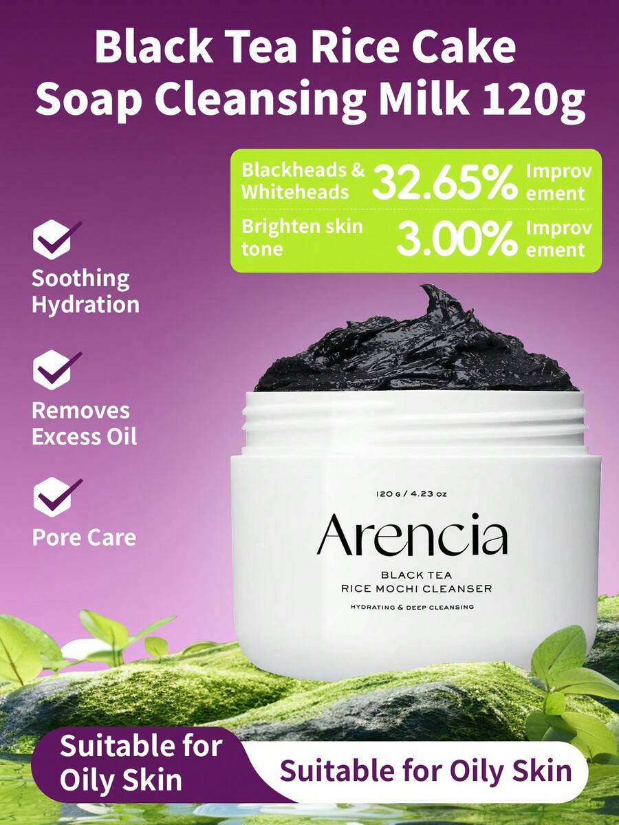 120g Arencia Red Tea Rice Cake Facial Cleansing Bar - Antioxidant, Pore Refining, Brightening. Formulated With Red Tea Extract, Polyphenols, Fermented Rice Cake Texture. Gentle Exfoliating, 2-In-1 Cleansing And Scrubbing, Suitable For Combination/Oily Skin With Dullness - 120g Black Tea - View 1