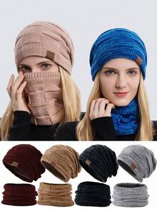 1 件女士保暖针织帽，带保暖内衬，适合秋冬季日常穿着