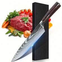 SUNTY Professional Japanese Chef Knife Set - 8 Inch Sushi & Meat Knife, High Carbon Stainless Steel Blade, Solid Wood Handle Gift Set, Ultra Sharp Vegetable Knife - Father's Day Gift, Kitchen Tools For Precision Cutting - Redwood - View 10