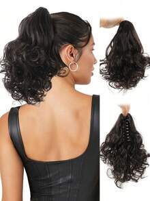 10 英寸马尾接发 - 夹式马尾接发，卷曲波浪马尾接发，女士合成爪夹马尾接发 - 彩色 - 查看 9