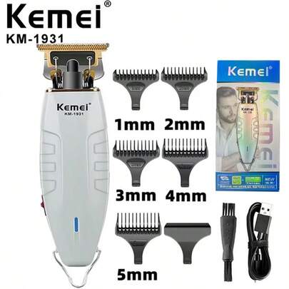 Kemei Tông đơ cắt tóc điện KM-1931 dành cho nam, bộ tông đơ cắt tóc chuyên nghiệp, máy cắt tóc không dây, điều chỉnh chính xác