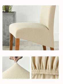 1 pezzo Coprisedia di grandi dimensioni per sala da pranzo, copri sedia elastico in jacquard per protezione del mobilio - Stile 2 Beige - Visualizzare 4