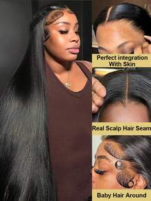 42 Inch 200% Density Bone Straight Lace Front Wigs Human Hair 200% Density 13x6 HD Lace Frontal Wigs For Women Human Hair Lace Front Wigs - Natural Black - View 2