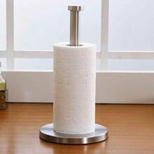 Black Tissue Holder Countertop, Independent Tissue Dispenser, Kitchen Roll Holder, Stainless Steel Tissue Roll Holder With Weighted Base In Kitchen And Bathroom - Silver - View 2