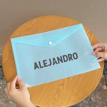 1pc Customized Engraved A4 File Folder, Customized Morandi Color Button Sealed Plastic File Bag - Laser Engraved - Suitable For DIY And A4 Size, Soft Material, Easy To Carry, Large Capacity, Can Hold Documents, Papers, Exams, Etc.; Office, Study, Daily Storage All Can Meet The Needs, Multi-Functional Scenarios, Suitable For Students, Business Office, Home, Back To School Season