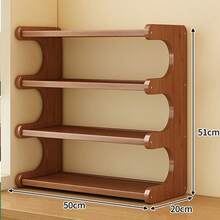 Kệ để đồ để bàn 2/3/4 tầng có kệ tre/gỗ dày, thích hợp để đựng cốc, đồ ăn nhẹ, cốc cà phê, sách và các vật dụng khác trong nhà bếp, phòng học, phòng khách - Màu nâu - Xem 9