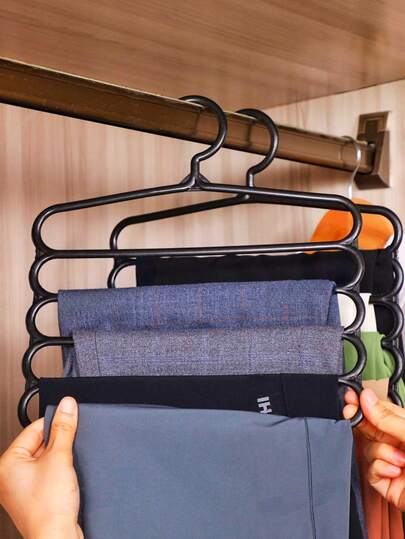 1 Confezione da 10/5/1, Appendiabiti in plastica nera a 5 strati per riporre cravatte, biancheria intima, sciarpe, asciugamani, ecc., Appendiabiti per conservazione di indumenti leggeri, organizer per armadio, perfetto per camere da letto, armadi e regali di Natale (peso consigliato degli indumenti appesi inferiore a 1,5 kg)