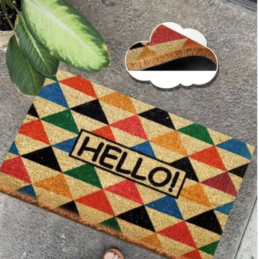 40x60 厘米天然椰棕门垫，采用耐用的 100% PVC 背衬 - 防滑、防尘刷表面 - 18-22 毫米厚耐用垫子，适合室内和室外使用，土耳其制造 - 彩色 - 查看 1