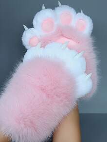 Furry Paw Gloves - Halloween Cosplay Cat Claw Design With Soft Fur, Perfect For Fursuit Paws And Head Accessories - Nhiều màu - Xem 9