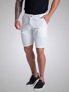 Men's Social Bermuda Shorts Classic Twill Tailored Twill Colorful Denim - White - View 9