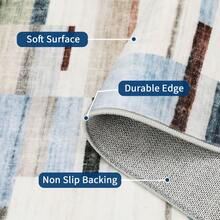 Modern Home Decor Patchwork Living Room Area Rug Stain Resistant Non Slip Hallway Runner Rug Printed Thin Low Pile Mat Throw Rug Washable Bordered Carpet Easy To Clean Soft Non Shedding Floorcover For Dinning Room Kitchen Laundry Bathroom Bedroom - Chromatic - View 6