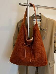 Geantă tote din pluș cu capacitate mare, geantă de mână pentru navetiști, geantă de umăr personalizată nouă în stil Ins 2025 pentru femei