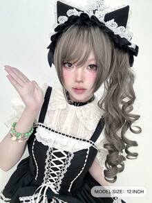 alicegarden 1 Synthetic Heat-Resistant Wig With Bangs, Gray Long Rolled Wig, 20 Feet Long, Made Of Fiber, Suitable For Daily Use, Natural Simulation Wig - Grey - View 4