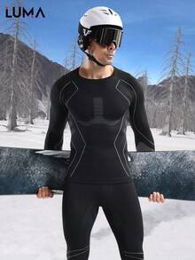 LUMA Herren nahtlose Outdoor-Sport Ski Funktionsunterwäsche, Herren feuchtigkeitsableitende thermische Kompressionsenge Passform schweißabsorbierende schnelltrocknende Ski-Outfit Set