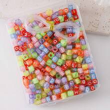 100pcs/300pcs/500pcs/700pcs Loose White Square Acrylic Letter Beads, 6x6mm, With Black Letters A-Z, For Jewelry Making And DIY Bracelets, Necklaces, Keychains