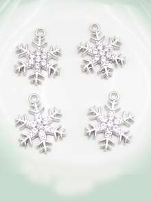 10pcs Silvery Color Christmas Snowflake Charms Pendant For Jewelry Making Necklace Key Chain DIY Accessories Bracelet Handmade - Silver - View 3