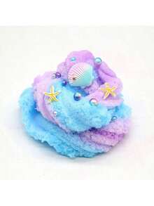 1pc Ocean Starfish Shell Mud Slime, Silk Slime DIY Stress Relief Toy, Faux Pearl & Shell Decor, Random Accessories & Packaging Stickers, Gift For Friends, Family, Christmas, Piñata Filler, Party Favor