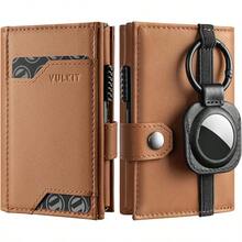 Cartera para AirTag de Hombre, Portatarjetas RFID Antirrobo, Regalo para Hombre, Cartera con Llavero, Cartera Simple para el Día del Padre (Negro) - gris - Ver 11