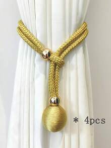 2 件丝绸串珠窗帘绑带，最大周长 14 英寸 - 适用于薄窗帘或厚窗帘的窗帘绳环，带挂钩的波西米亚农舍窗帘绑带，家庭办公室装饰窗帘绑带，可爱的宿舍窗帘绑带绳（粉色/金色/米色/灰色/蓝色/香槟色/白色/绿色/勃艮第色）