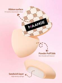 MAANGE 1pc Highly Absorbent Triangle Powder Puff Professional Portable With Case Travel Makeup Sponge Dry And Wet Dual-Use Foundation Puff Cosmetic Applicator For Powder Liquid Facial Makeup Tools Gift For Women & Girl - 杏色 - 查看 7