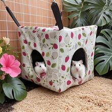 Small Animal Hideaway& Hammock, Cozy House With Roof For Small Pets To Sleep And Hide - Washable Pet Cave& Hideout Corner, Hanging Hammock Hideout Bed, Cage Accessories For Guinea, Hamster, Rat, Glider, Squirrel, Ferret, Kitten, Squirrel, Chinchilla