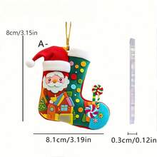 1pc Christmas Acrylic Flat Christmas Socks Santa Claus Snowman Elk DIY Christmas Tree Pendant, Christmas Party Banquet Banquet Decoration Accessories, Home Living Room Bathroom Hotel Living Room Decoration