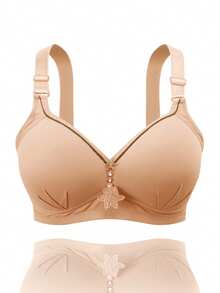 5pcs Large Size Thin Push Up Flower Bra Seamless Solid Color Women Bralettes - 彩色 - 查看 7