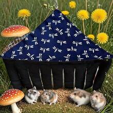 Small Animal Hideaway& Hammock, Cozy House With Roof For Small Pets To Sleep And Hide - Washable Pet Cave& Hideout Corner, Hanging Hammock Hideout Bed, Cage Accessories For Guinea, Hamster, Rat, Glider, Squirrel, Ferret, Kitten, Squirrel, Chinchilla