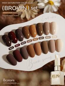 XEIJAYI 15ML 8色棕色系列凝胶指甲油套装，UV LED浸胶指甲油，节日DIY美甲设计，适合所有季节的指甲 - 彩色 - 查看 3